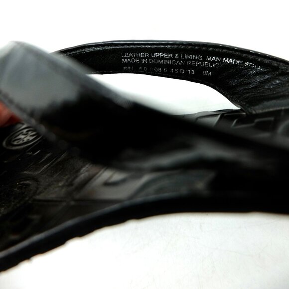 TORY BURCH~Thora~BLACK PATENT LEATHER SANDALS FLIP FLOP WOMENS SHOES Size 8 - Picture 7 of 7